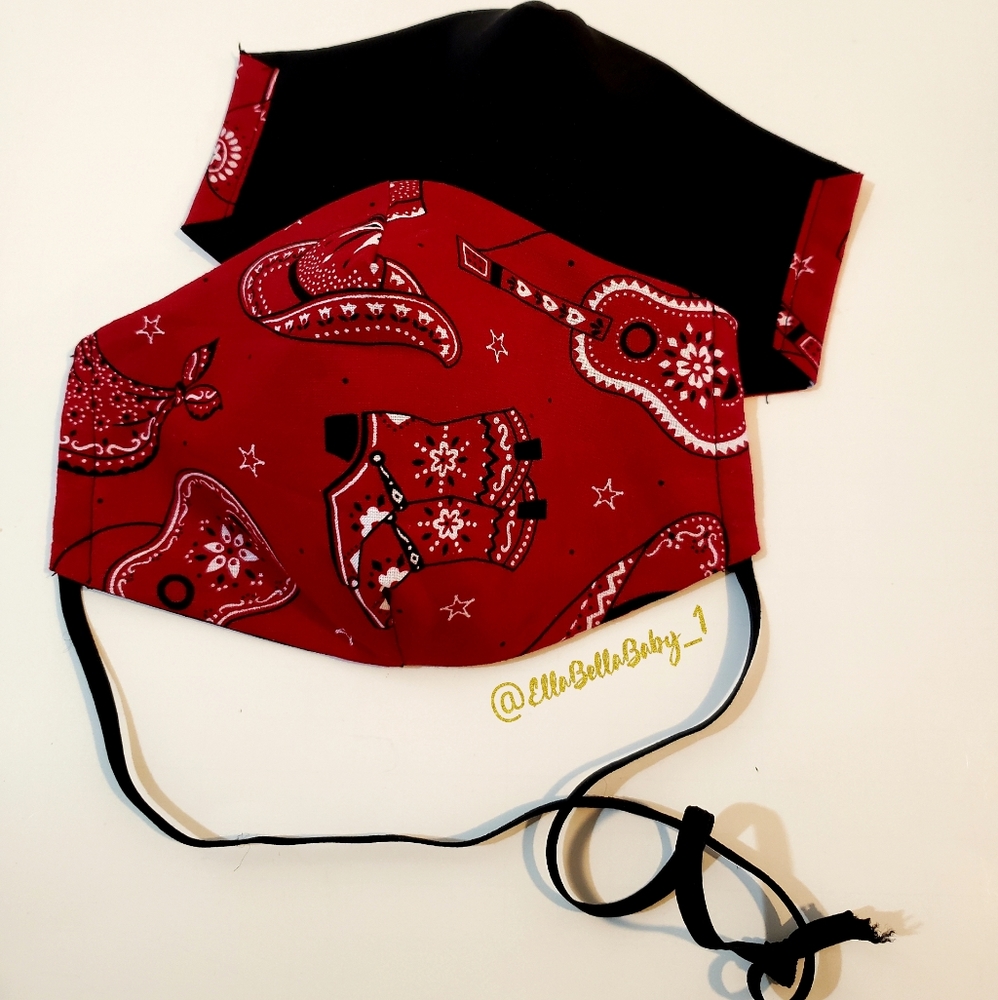 Red Bandana Face Mask with Filter Cowgirl - Picture 2 of 6